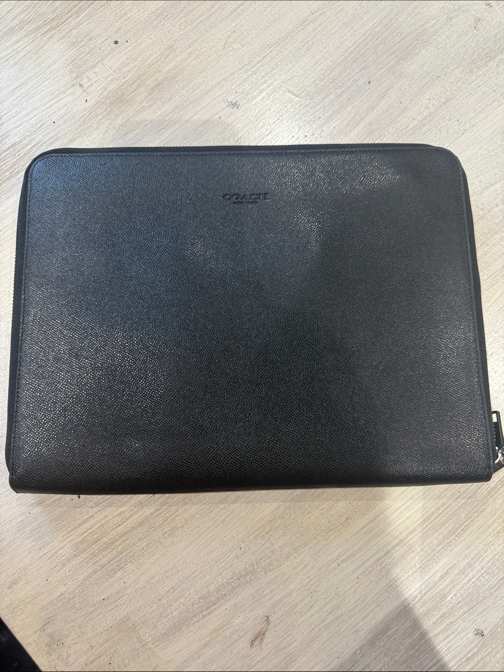 Coach Black Men's Leather Folio Zip Case